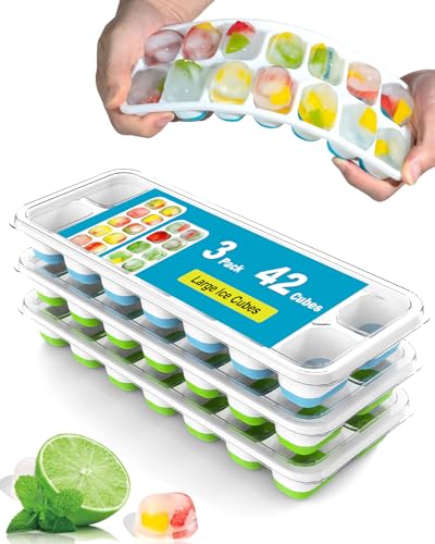 3 Pack Ice Cube Trays with Lid for Freezer, Kit