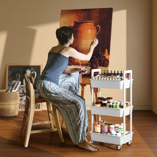 Pipishell 3 Tier Rolling Cart Organizer, Plastic Essentials